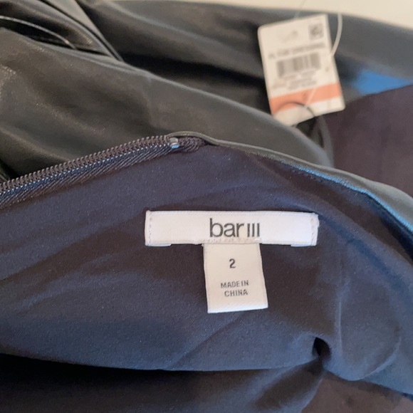 NWT (2) BAR 111 black pleather mini knee big belt tulip hem bodycon fit - Picture 7 of 10